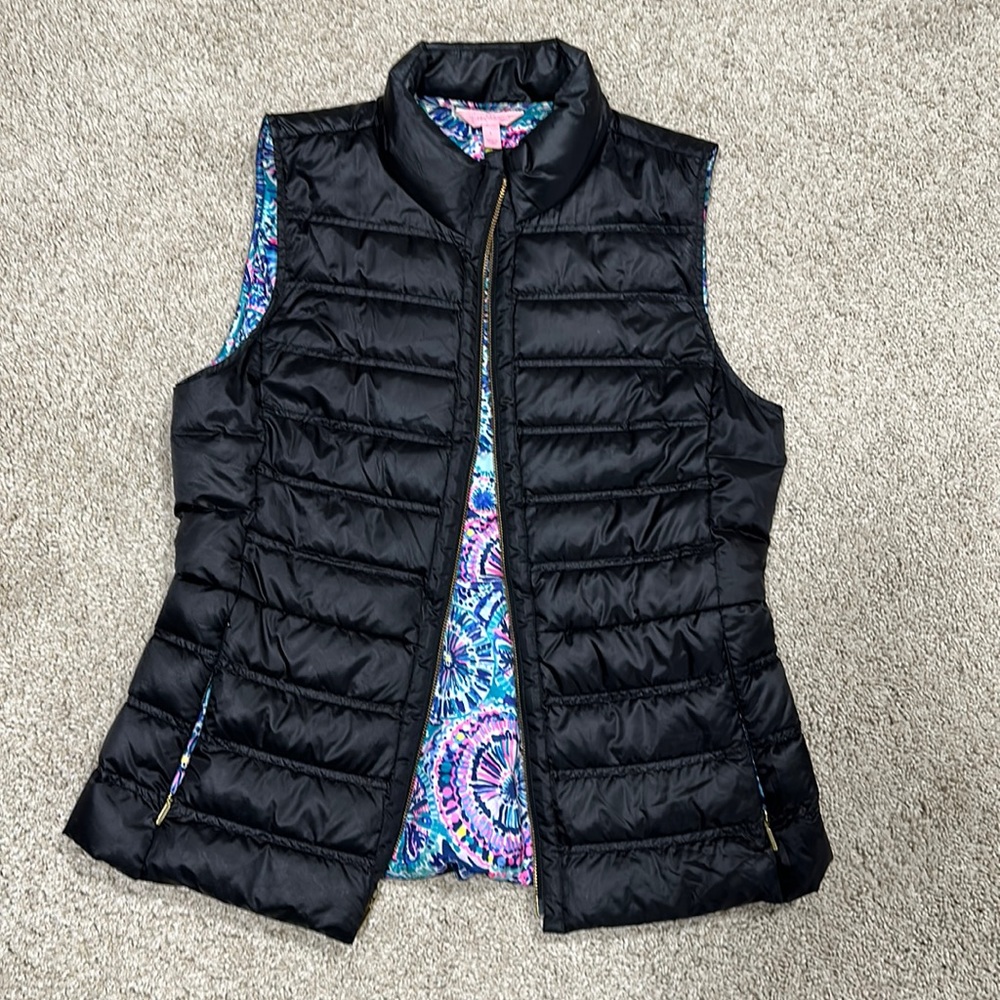 Lilly Pulitzer Black Puffer Vest Large